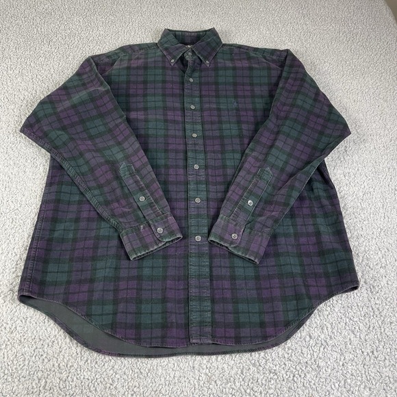 Polo‎ Ralph Lauren Shirt Mens Medium Green Plaid Blake Button Up Green Pony - Picture 1 of 7